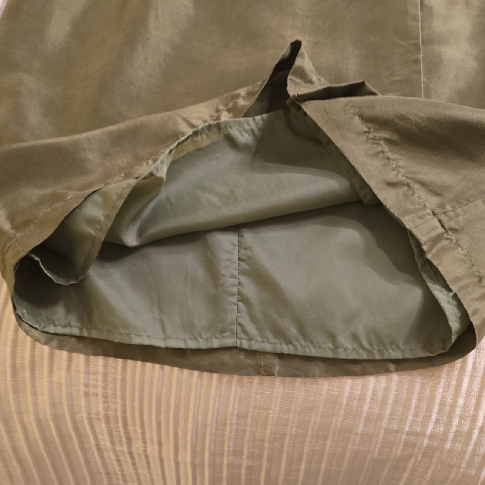 Pier 26 Silk Elegant Pencil Skirt in Olive Size M Washable - Picture 9 of 11